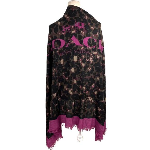 Coach Signature Horse And Carriage Camouflage Print Oversized Square Scarf Wrap - Picture 2 of 15